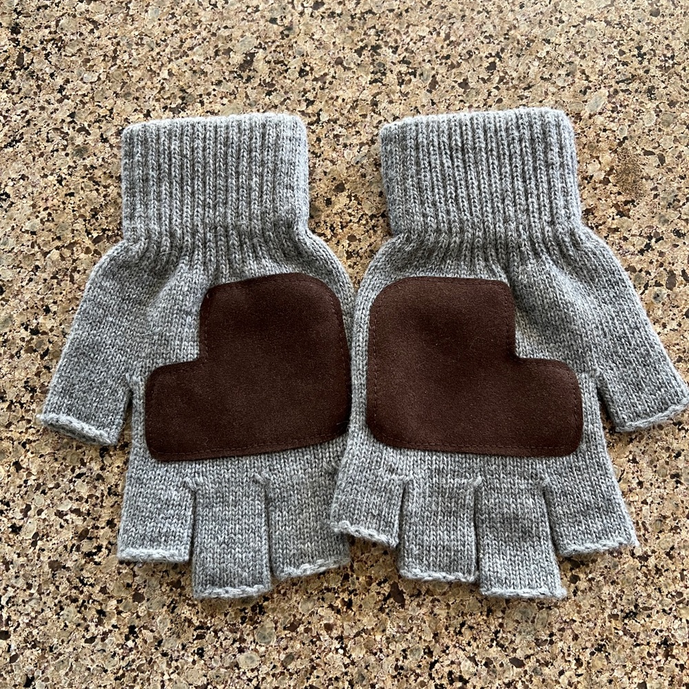 SHEIN Gray and Brown Fingerless Gloves